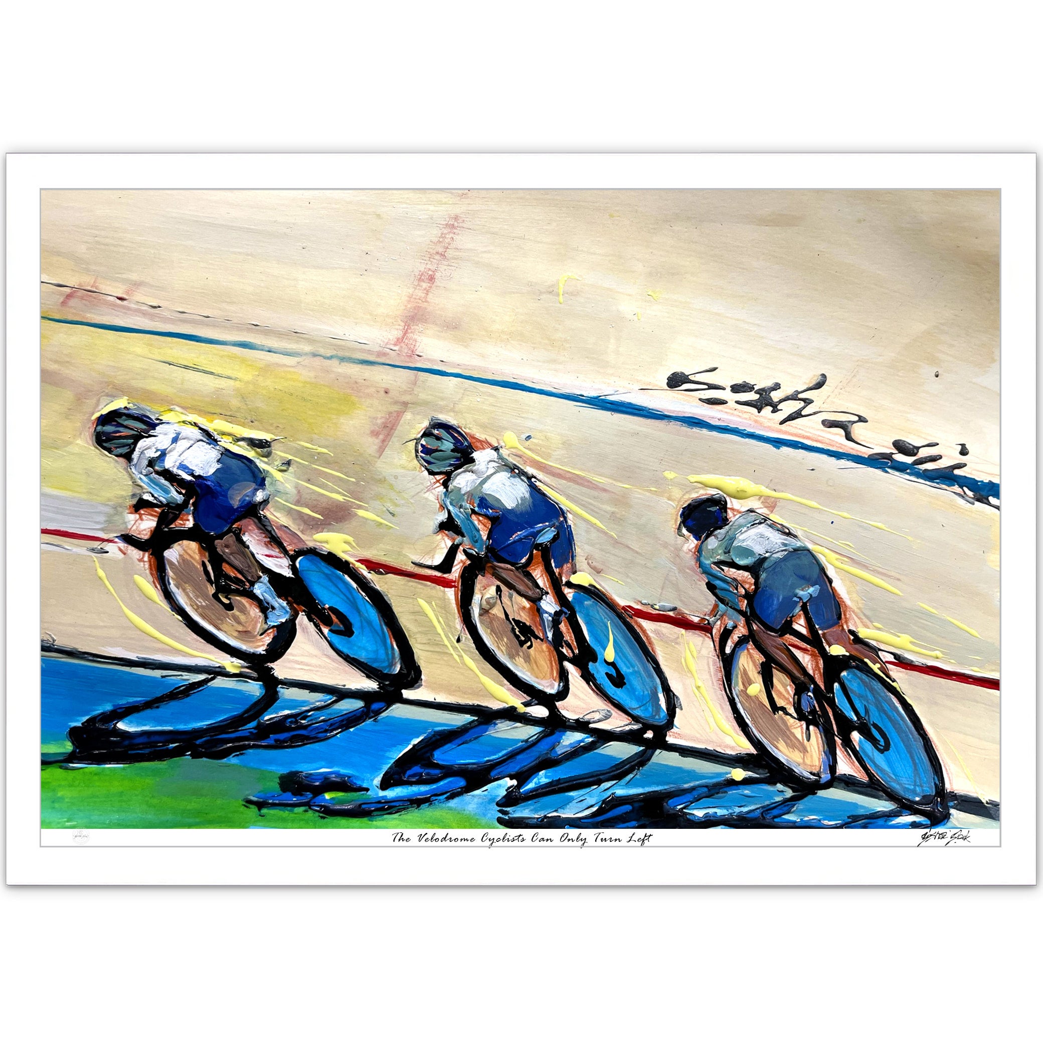 Velodrome Racing Cyclists Print, Velodrome Cycle Track Picture